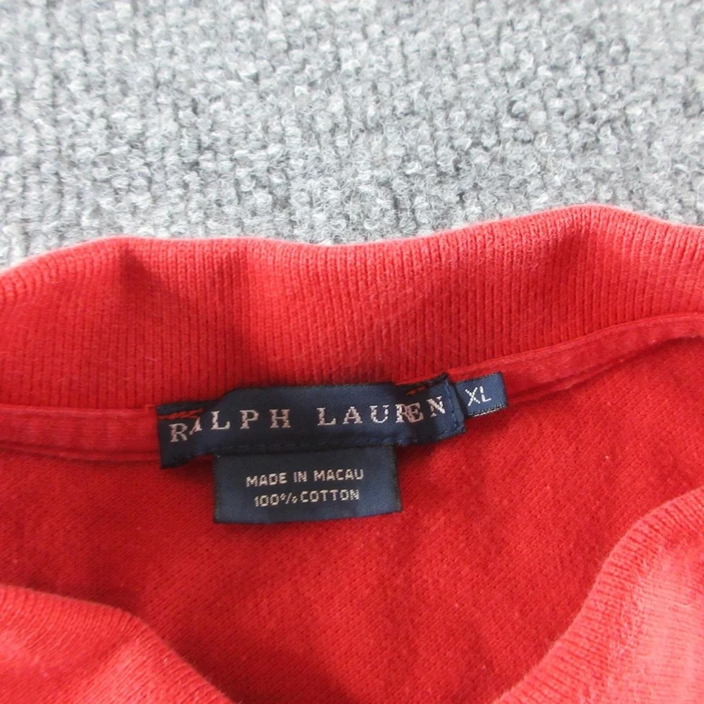 Ralph Lauren Polo Shirt Mens XL Red Short Sleeve Cotton Pony Logo Casual Pique‎